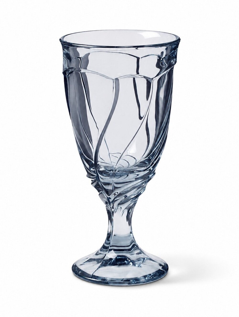 VINTAGE Noritake Blue Glass Goblet 12oz Sweet Swirl Iced Tea Water Glass 1990
